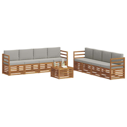 Set divani con cuscino 9 pcs Grigio Naturale e Chiaro