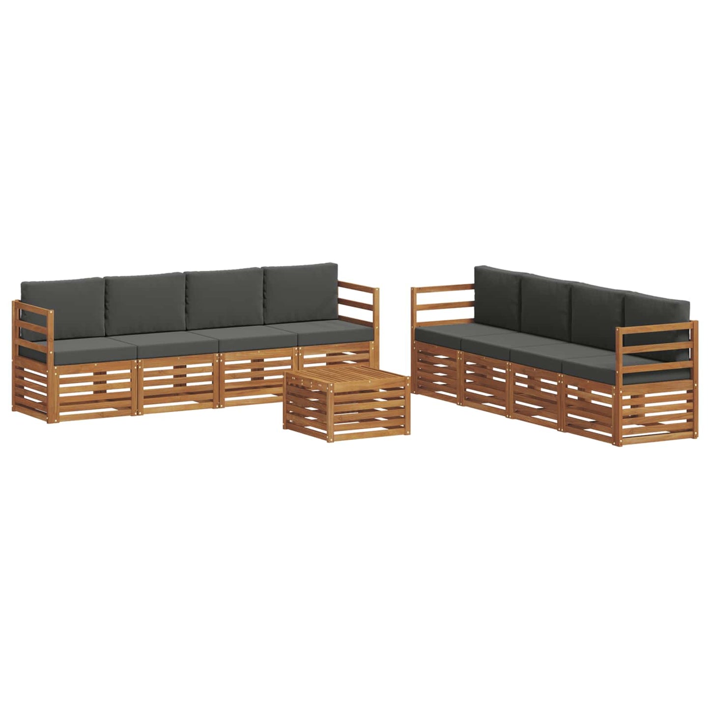 Set divani 9 pcs Naturale e Antracite Legno di Acacia Massello | homemem39
