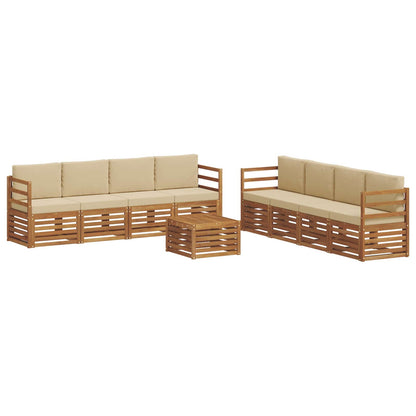 Set divani 9 pcs Naturale e Beige Legno di Acacia Massello | homemem39