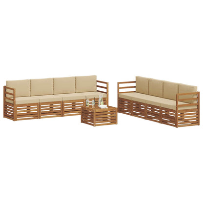 Set divani 9 pcs Naturale e Beige Legno di Acacia Massello | homemem39