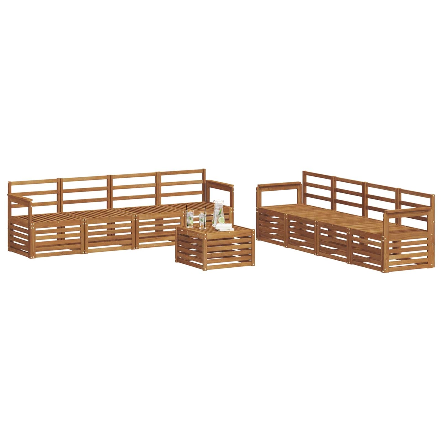 Set divani 9 pcs Naturale Legno di Acacia Massello