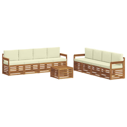 Set divani 9 pcs Naturale e Crema Legno di Acacia Massello | homemem39