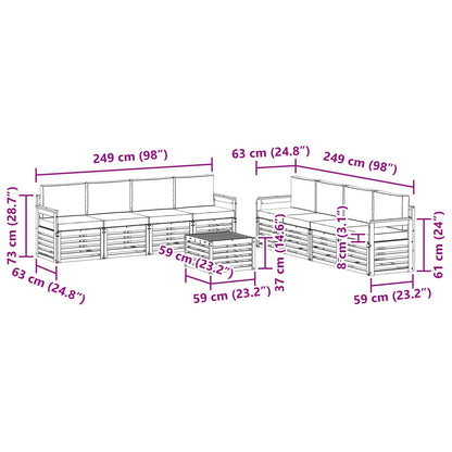 Set divani 9 pcs Naturale e Antracite Legno di Acacia Massello | homemem39