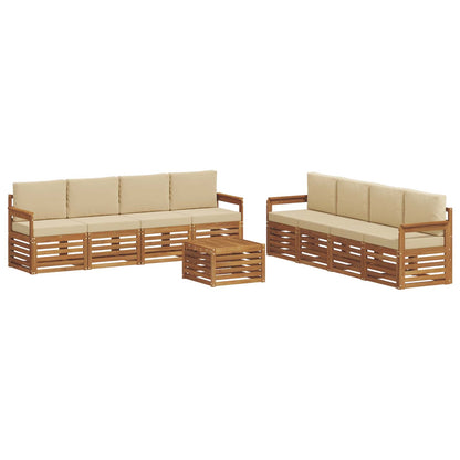 Set divani 9 pcs Naturale e Beige Legno di Acacia Massello | homemem39