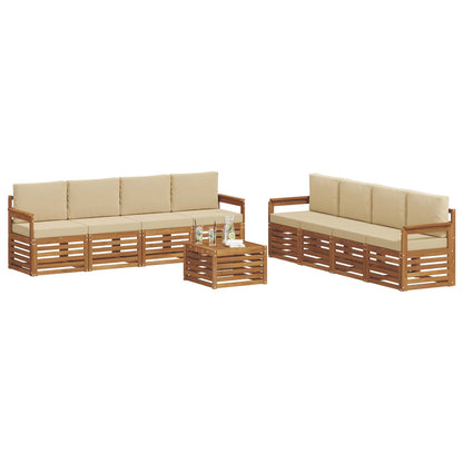 Set divani 9 pcs Naturale e Beige Legno di Acacia Massello | homemem39