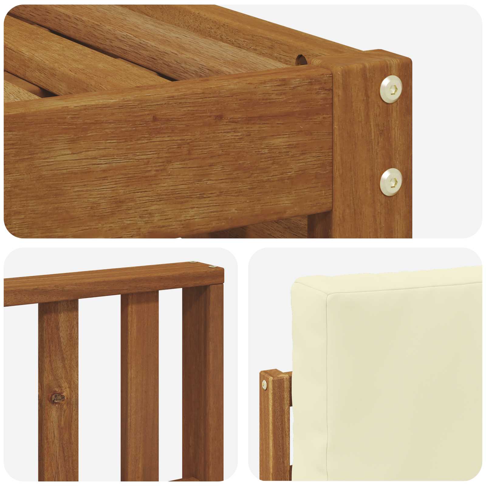 Set divani 9 pcs Naturale e Crema Legno di Acacia Massello | homemem39