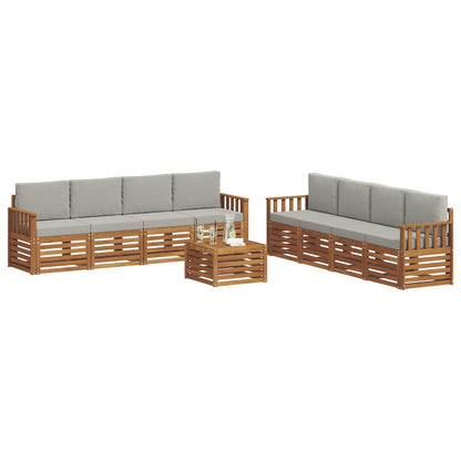 Set divani con cuscino 9 pcs Grigio Naturale e Chiaro | homemem39