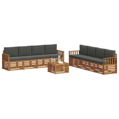 Set divani 9 pcs Naturale e Antracite Legno di Acacia Massello