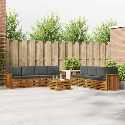 Set divani 9 pcs Naturale e Antracite Legno di Acacia Massello