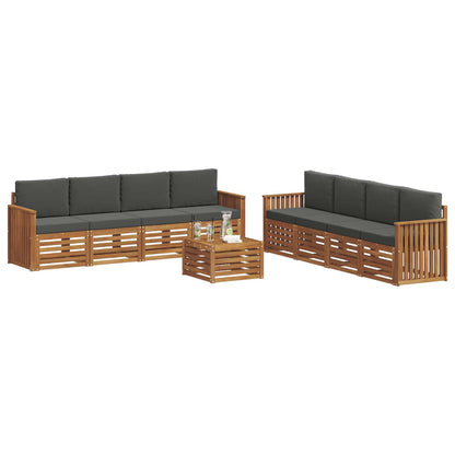 Set divani 9 pcs Naturale e Antracite Legno di Acacia Massello | homemem39