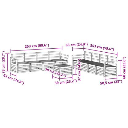 Set divani 9 pcs Naturale Legno di Acacia Massello | homemem39
