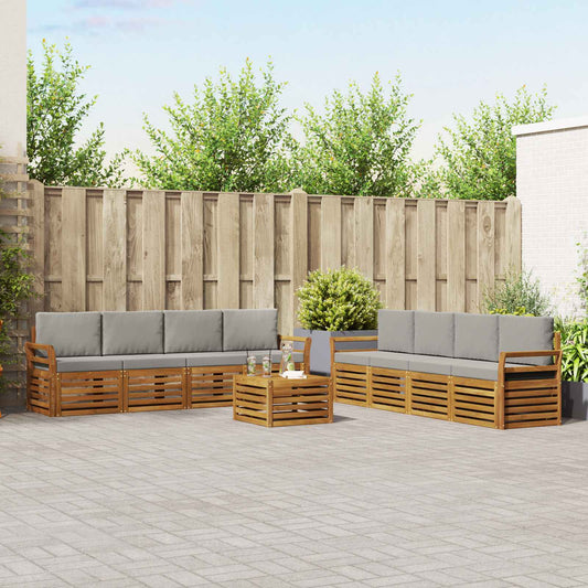 Set divani con cuscino 9 pcs Grigio Naturale e Chiaro