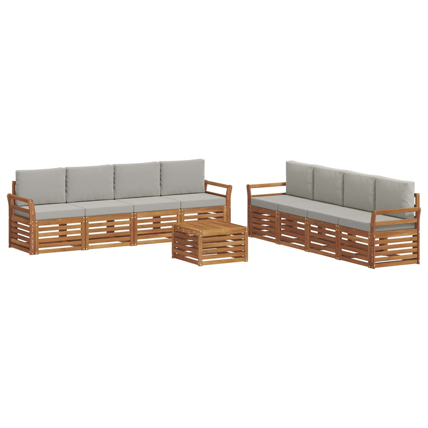 Set divani con cuscino 9 pcs Grigio Naturale e Chiaro | homemem39