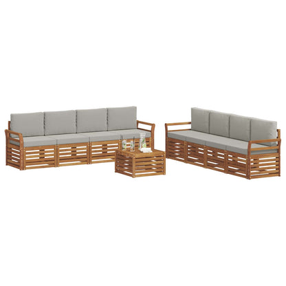 Set divani con cuscino 9 pcs Grigio Naturale e Chiaro | homemem39