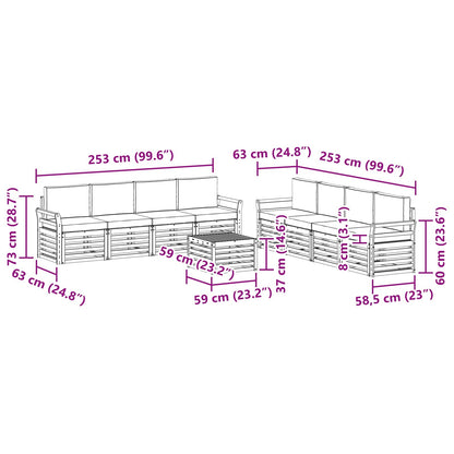Set divani con cuscino 9 pcs Grigio Naturale e Chiaro | homemem39