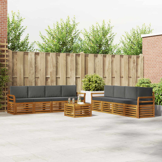 Set divani 9 pcs Naturale e Antracite Legno di Acacia Massello | homemem39