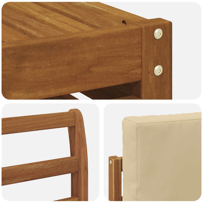 Set divani 9 pcs Naturale e Beige Legno di Acacia Massello | homemem39