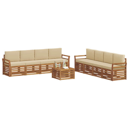 Set divani 9 pcs Naturale e Beige Legno di Acacia Massello | homemem39
