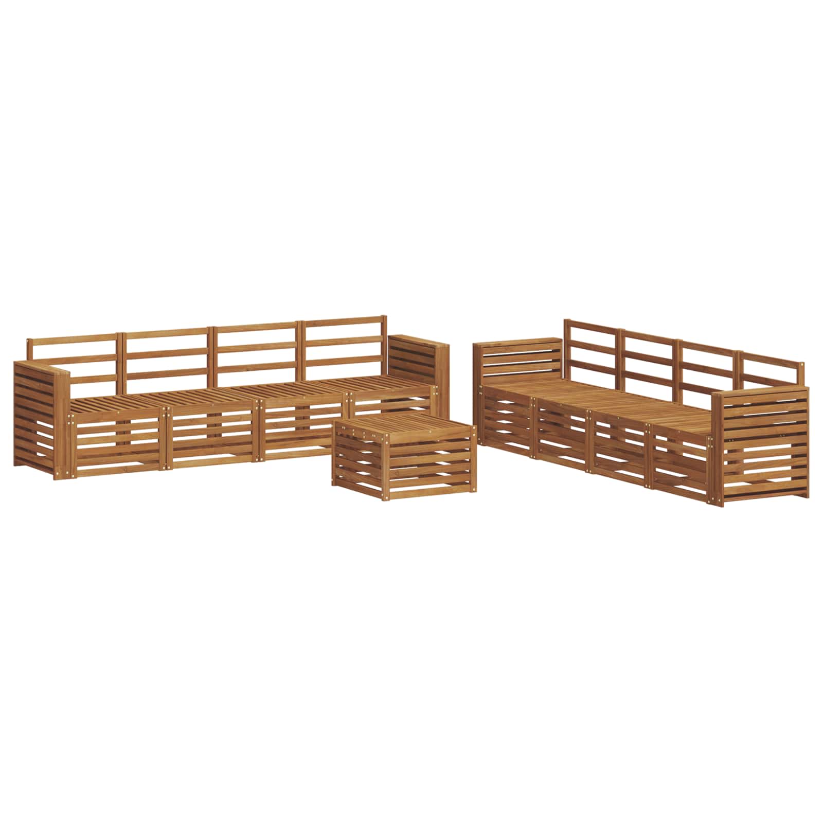 Set divani 9 pcs Naturale Legno di Acacia Massello | homemem39