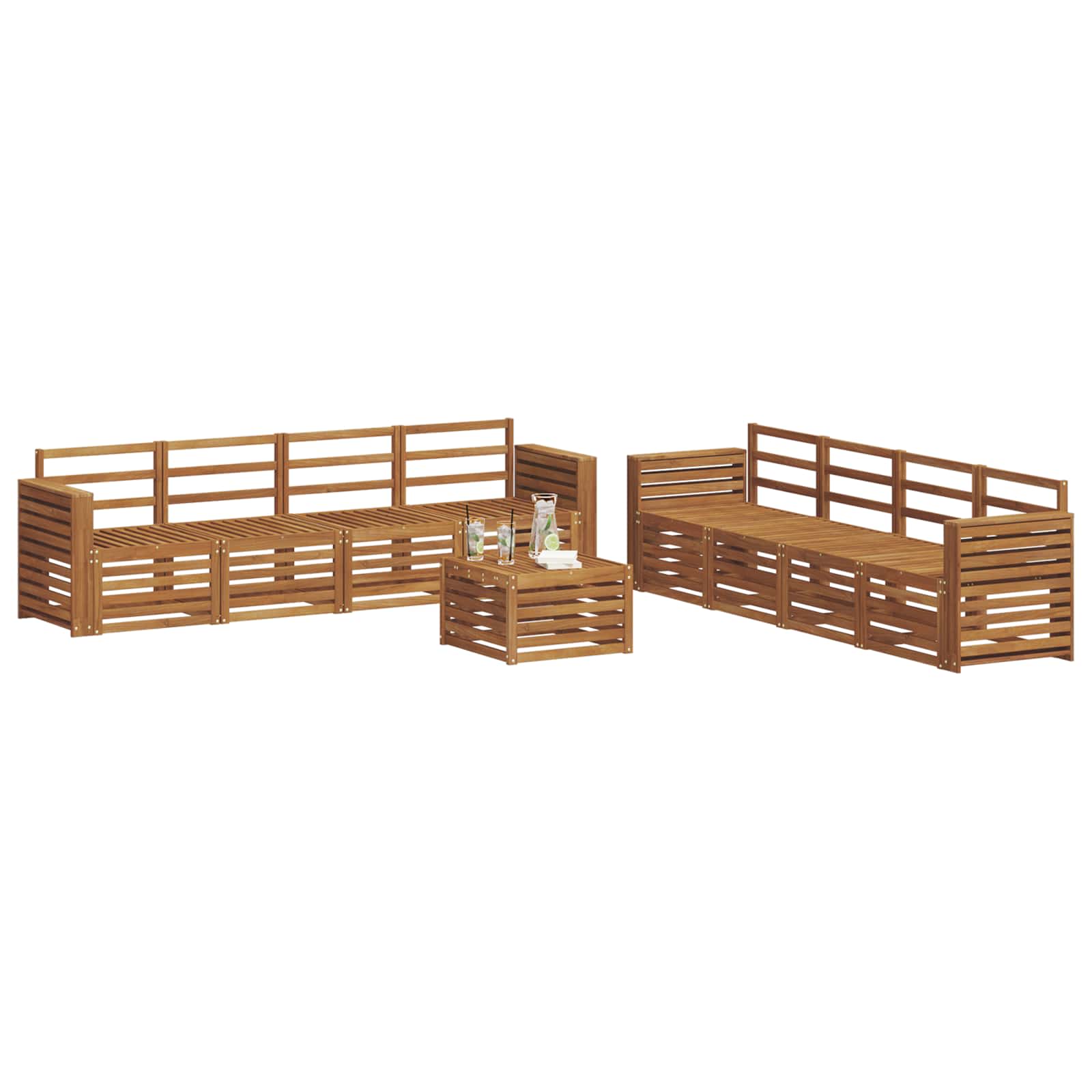 Set divani 9 pcs Naturale Legno di Acacia Massello | homemem39