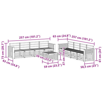 Set divani 9 pcs Naturale Legno di Acacia Massello | homemem39