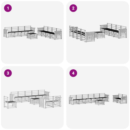 Set divani 9 pcs Naturale Legno di Acacia Massello | homemem39
