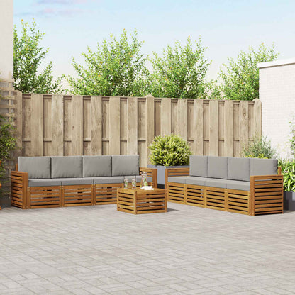 Set divani con cuscino 9 pcs Grigio Naturale e Chiaro | homemem39