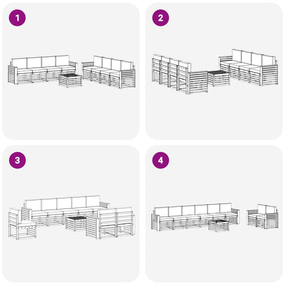Set divani con cuscino 9 pcs Grigio Naturale e Chiaro | homemem39