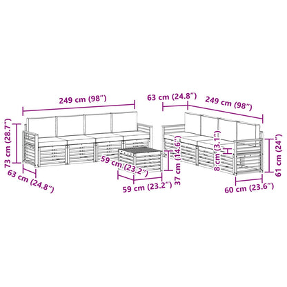 Set divani 9 pcs Naturale e Antracite Legno di Acacia Massello