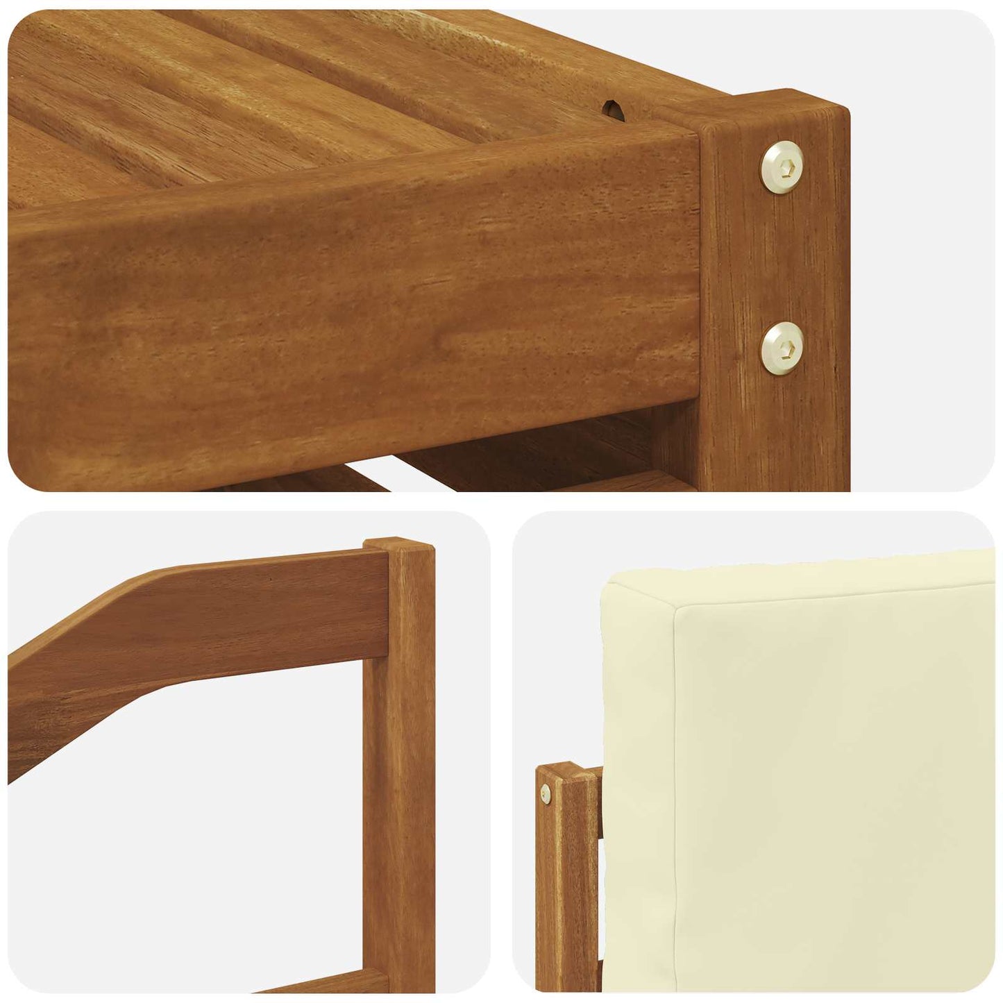 Set divani 9 pcs Naturale e Crema Legno di Acacia Massello | homemem39