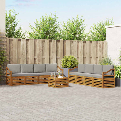 Set divani con cuscino 9 pcs Grigio Naturale e Chiaro