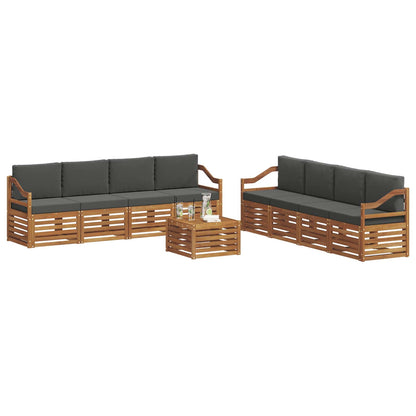 Set divani 9 pcs Naturale e Antracite Legno di Acacia Massello