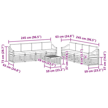 Set divani 9 pcs Naturale e Antracite Legno di Acacia Massello | homemem39