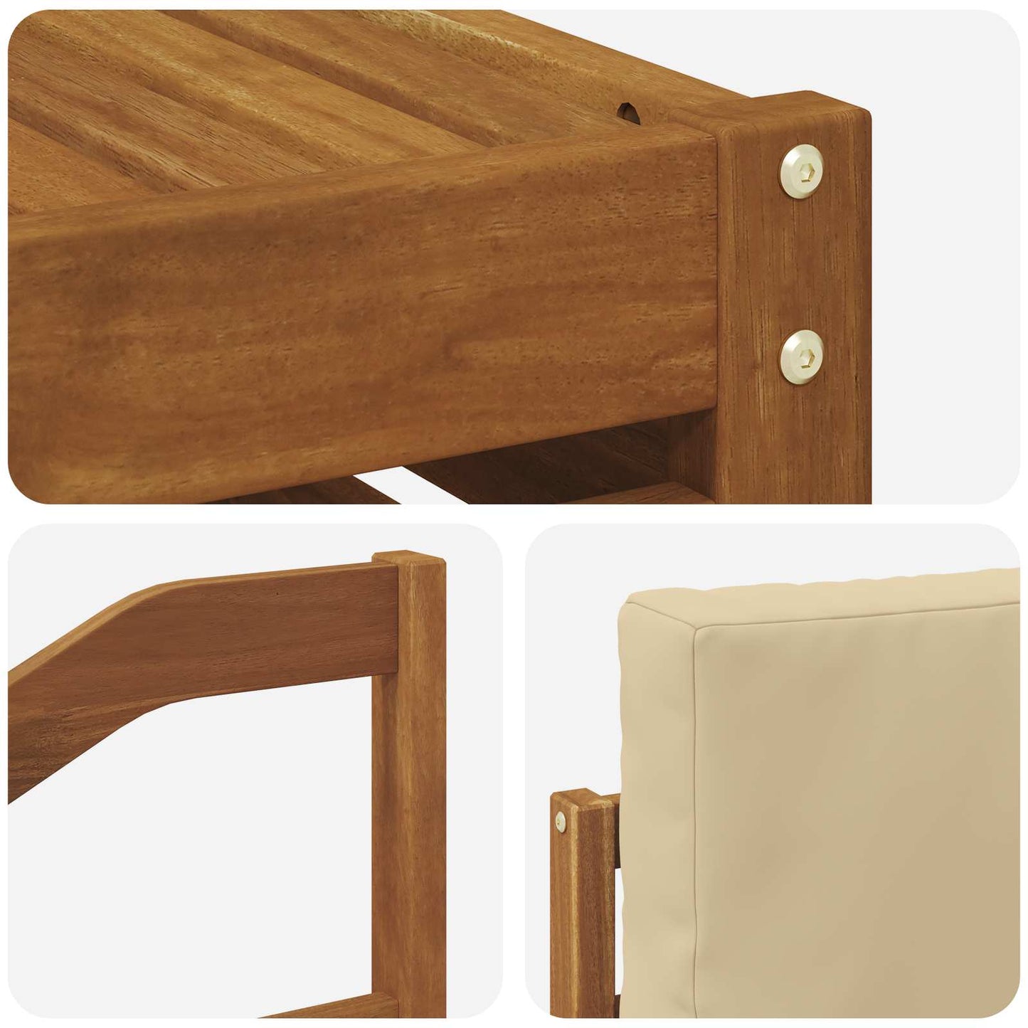 Set divani 9 pcs Naturale e Beige Legno di Acacia Massello