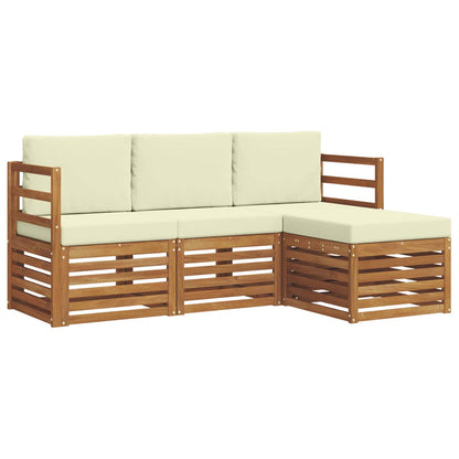Set di divani da esterno con cuscino 4 pcs Naturale e Crema | homemem39