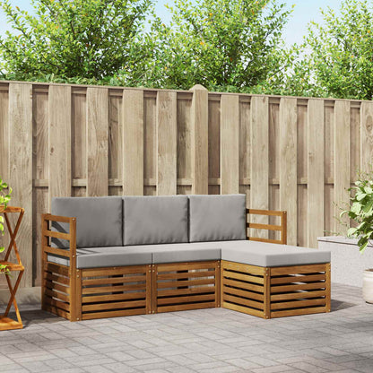 Set di divani da esterno 4 pcs Grigio Naturale e Chiaro | homemem39