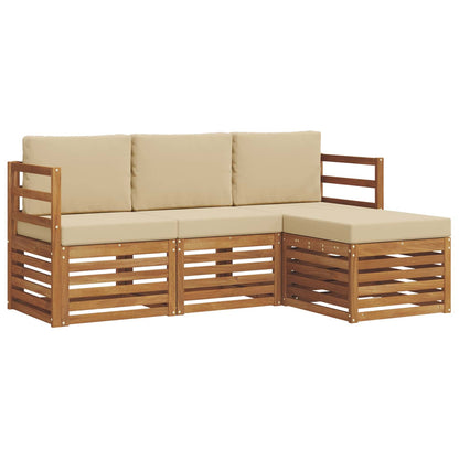 Set di divani da esterno con cuscino 4 pcs Naturale e Beige | homemem39