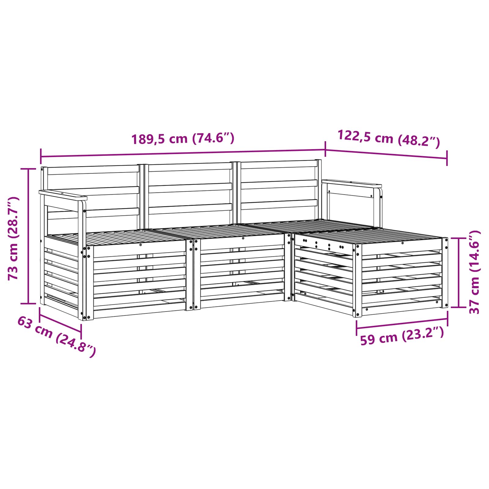 Set di divani da esterno 4 pcs Naturale | homemem39