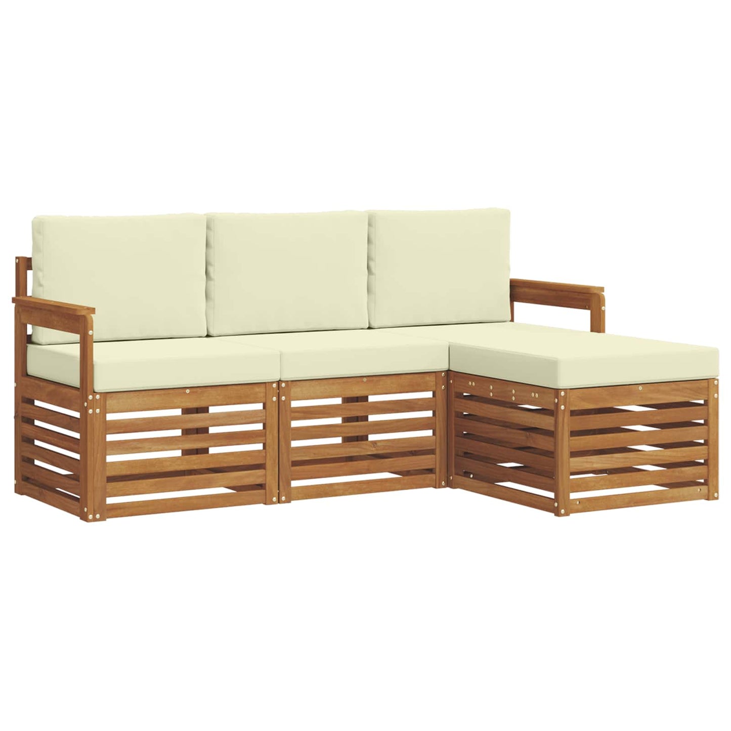 Set di divani da esterno con cuscino 4 pcs Naturale e Crema | homemem39