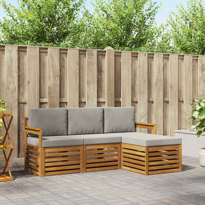 Set di divani da esterno 4 pcs Grigio Naturale e Chiaro