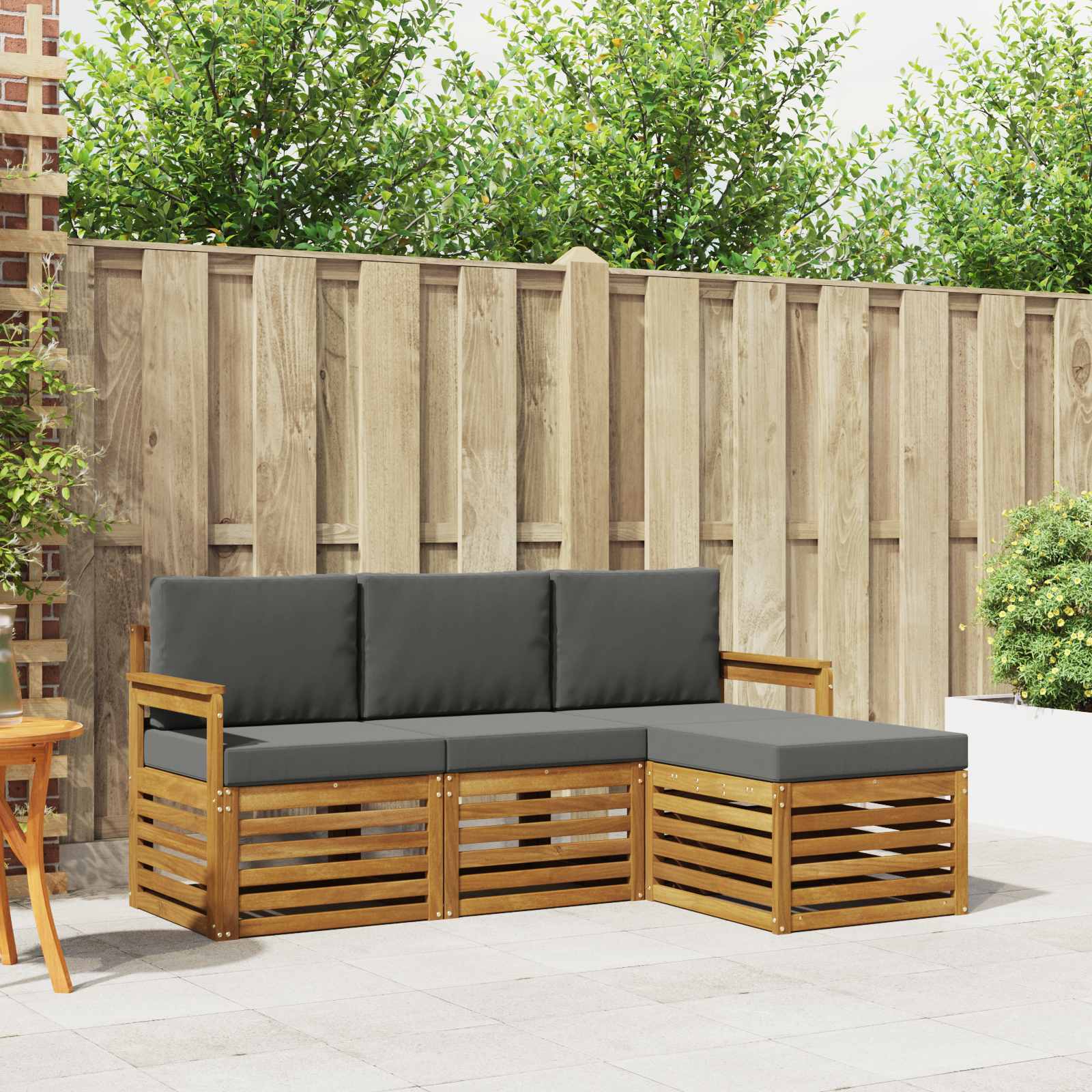 Set di divani da esterno con cuscino 4 pcs Naturale e Antracite | homemem39