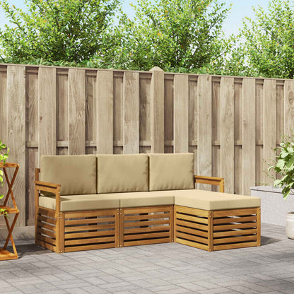 Set di divani da esterno con cuscino 4 pcs Naturale e Beige