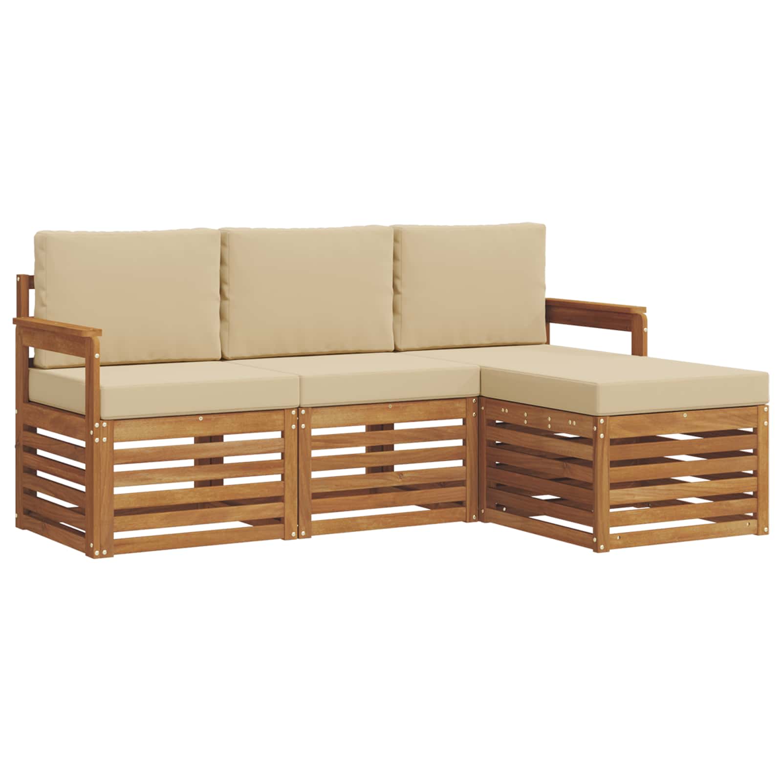 Set di divani da esterno con cuscino 4 pcs Naturale e Beige | homemem39