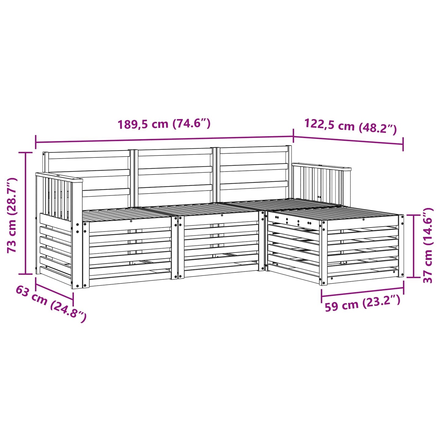 Set di divani da esterno 4 pcs Naturale | homemem39