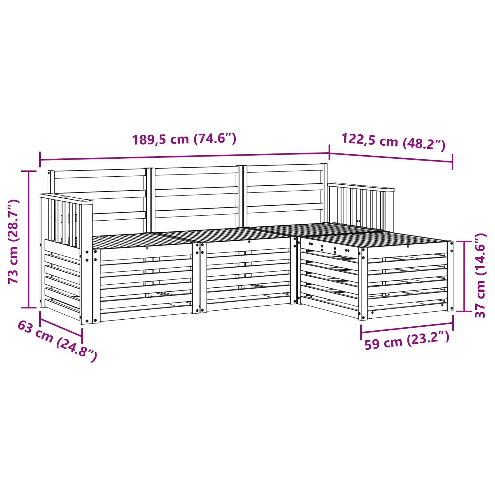 Set di divani da esterno 4 pcs Naturale | homemem39