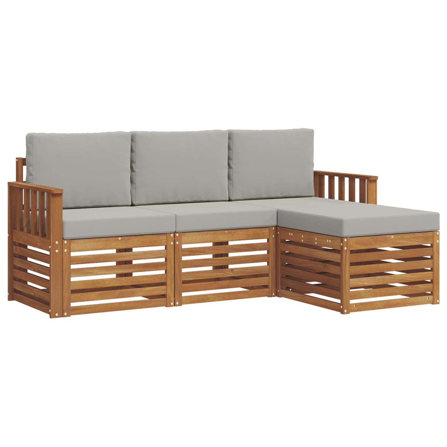Set di divani da esterno 4 pcs Grigio Naturale e Chiaro