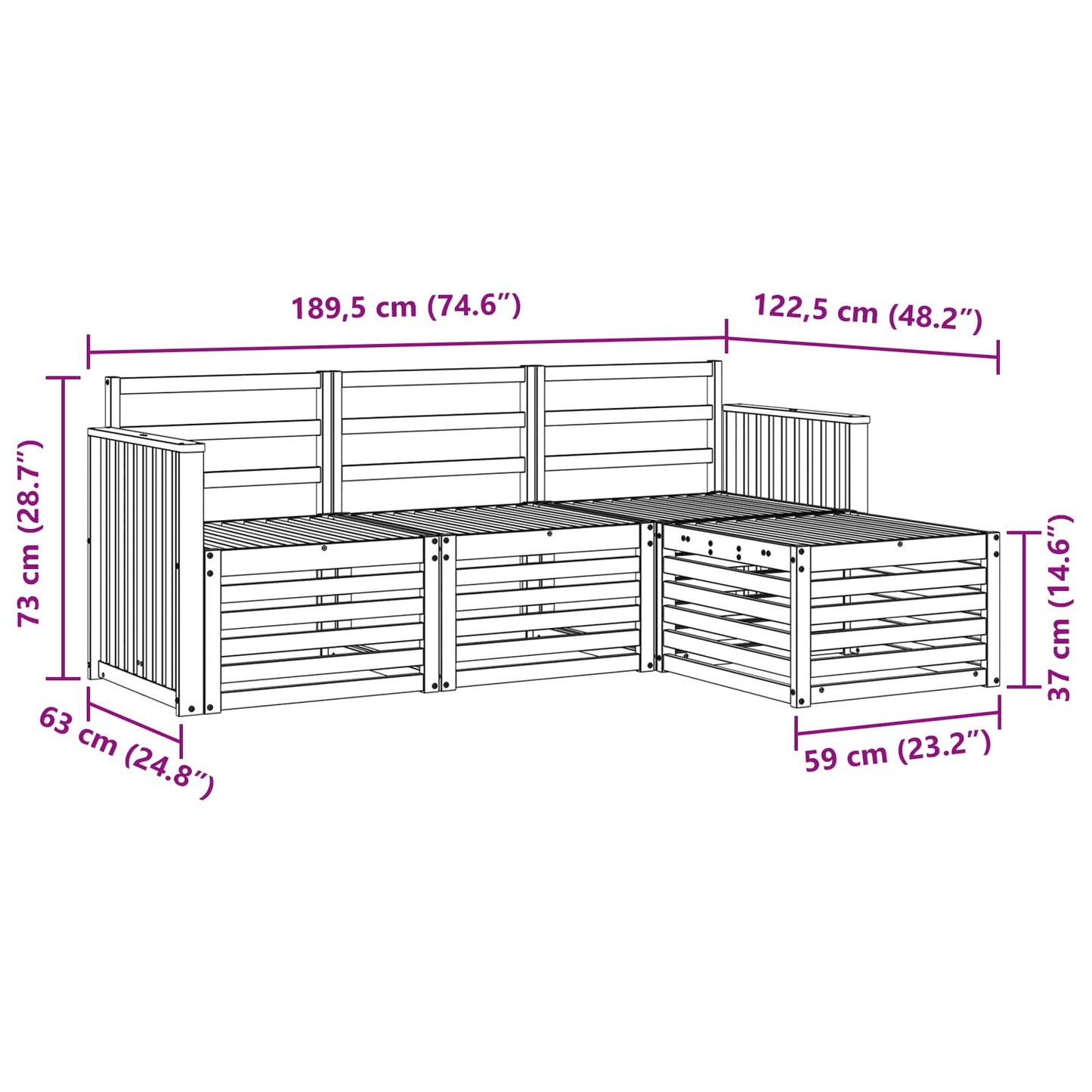 Set di divani da esterno 4 pcs Naturale | homemem39