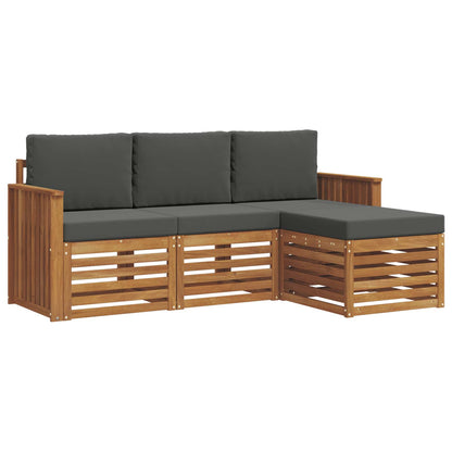 Set di divani da esterno con cuscino 4 pcs Naturale e Antracite | homemem39