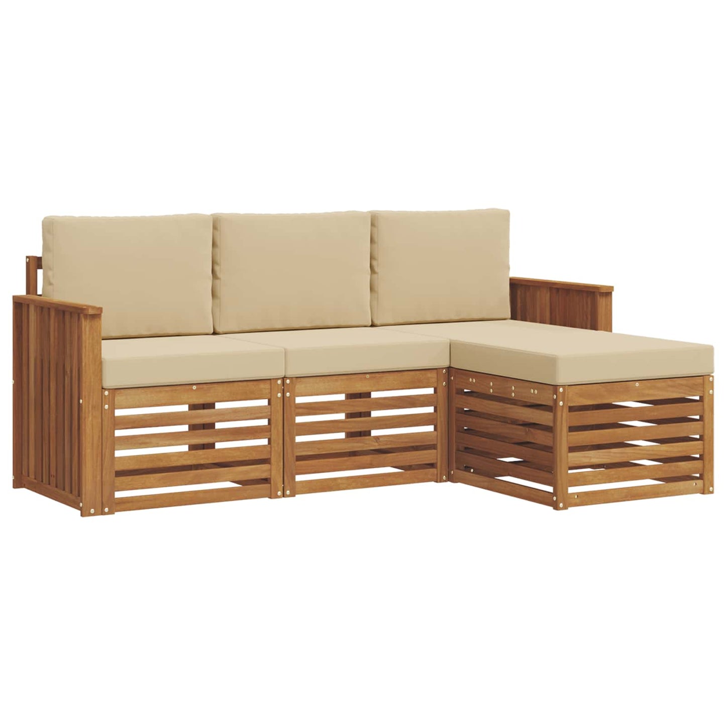 Set di divani da esterno con cuscino 4 pcs Naturale e Beige | homemem39
