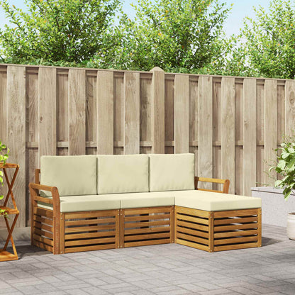 Set di divani da esterno con cuscino 4 pcs Naturale e Crema